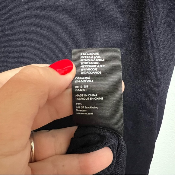 COS Stretchy Bell Sleeve Navy Dress - Picture 4 of 6